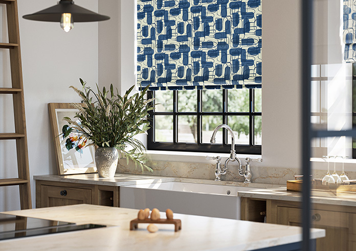 Meander, Navy - Roman Blind - Image 5